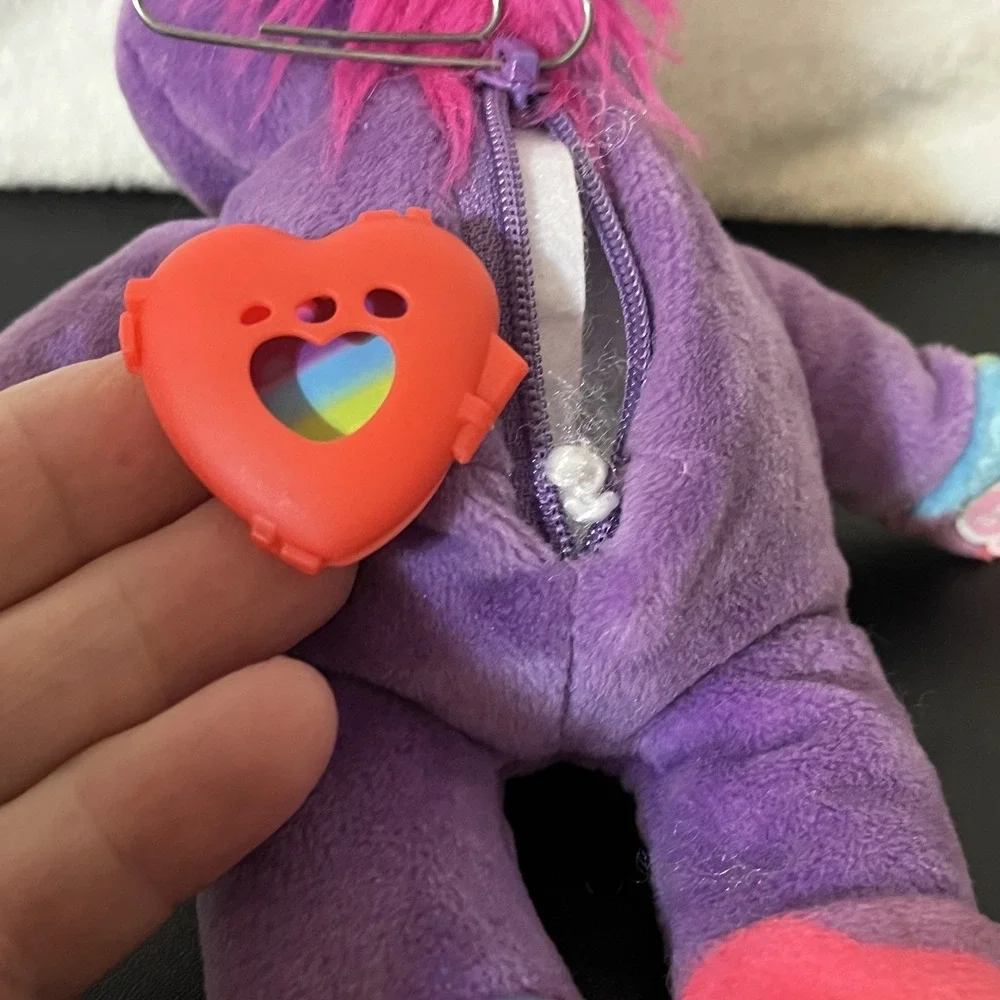Build a Bear Workshop Mini Purple Rainbow Unicorn Zipper Back Pouch w/ Heart